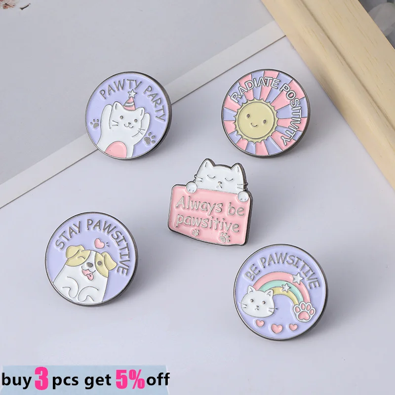 Custom Lovely Cat Dog Enamel Pins Kawaii Kitties Puppies Brooches Backpack Badges Lapel Pins Jewely Gifts for Friend Wholesale