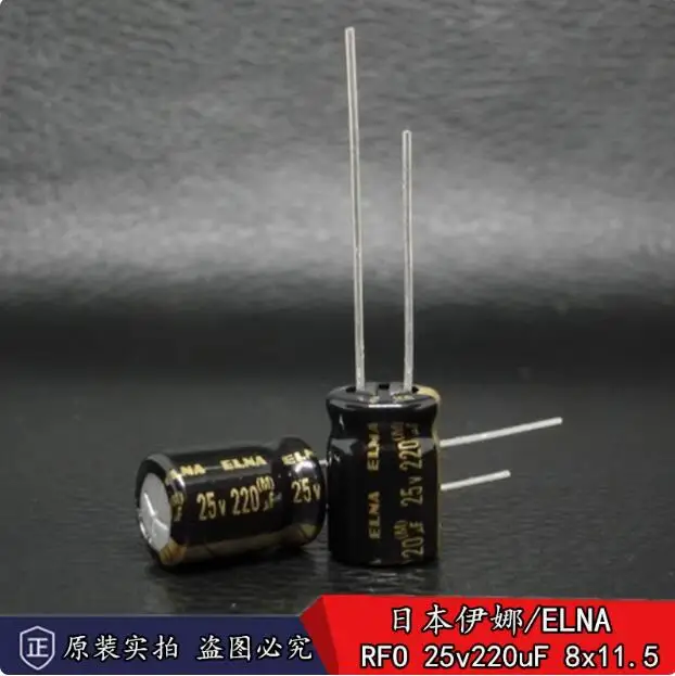 30pcs/lot Japanese original ELNA RFO 25v 220uF imported gold tone audio fever electrolytic capacitor 8x11.5mm free shipping