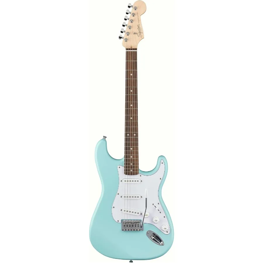 Squier Stratocaster Guitarra eléctrica en Daphne Blue para músicos profesionales y principiantes - Diseño liviano de tono versátil