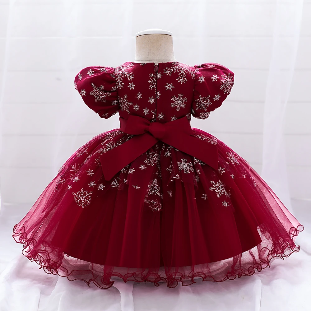 Newborn Summer Dresses For Girls Baby 1st Birthday Princess Dress Applique Beading Flower Wedding Party Dress Puffy Kids Clothes