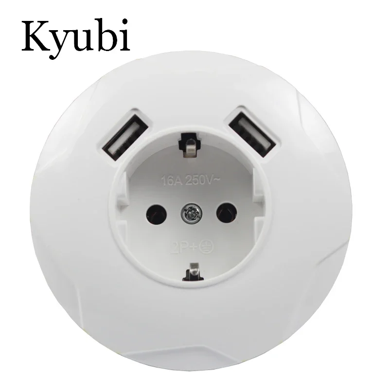 USB Wall Socket round design Double USB Port 5V 2A Usb enchufes para pared outlet electrique  steckdose C001