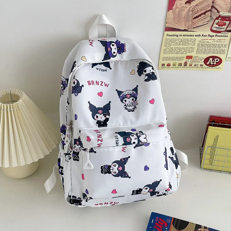 Sanrio Hello Kitty Graffiti Print Backpack, Cinnamoroll Kuromi Anime Preppy Schoolbag, Student Casual Travel Commute Knapsack