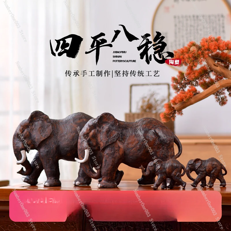 Ceramic elephant ornament villa home living room tea room soft decoration handicrafts high-end creative art decoration