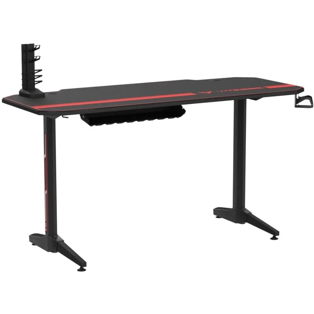 Ergonomiczne biurko do gier 55 cali, biurowe biurko komputerowe w kształcie litery T z podkładką pod mysz, stoły dla graczy z uchwytem do gier,