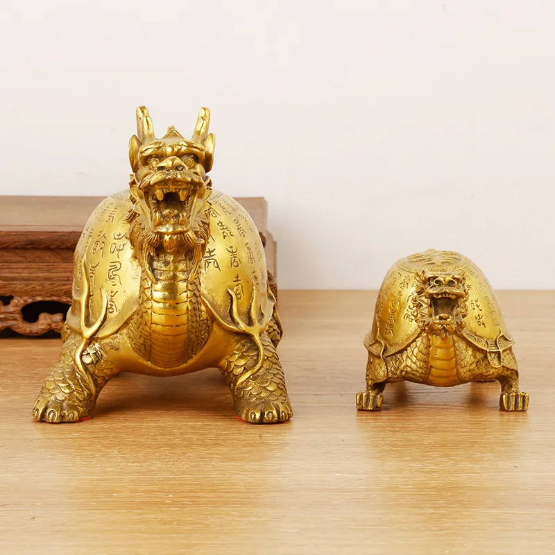 Ornamento de latão longevidade dragão tartaruga presente de aniversário para idosos