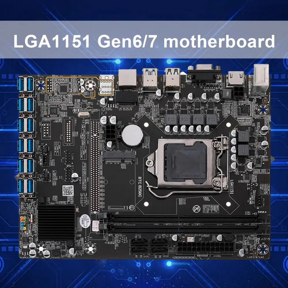 -compatible Hd Display Interface High Performance B250c Btc Motherboard for Lga1151 Gen6/7 with 12 Picex1 Usb for Quick