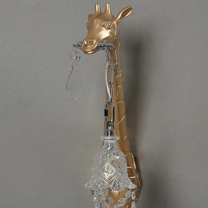 Hot sales Resin Giraffe LED Wall Lamp For Bedside Lighting Corridor Living Room Decor Light G9 Bulb Golden Lamp Body