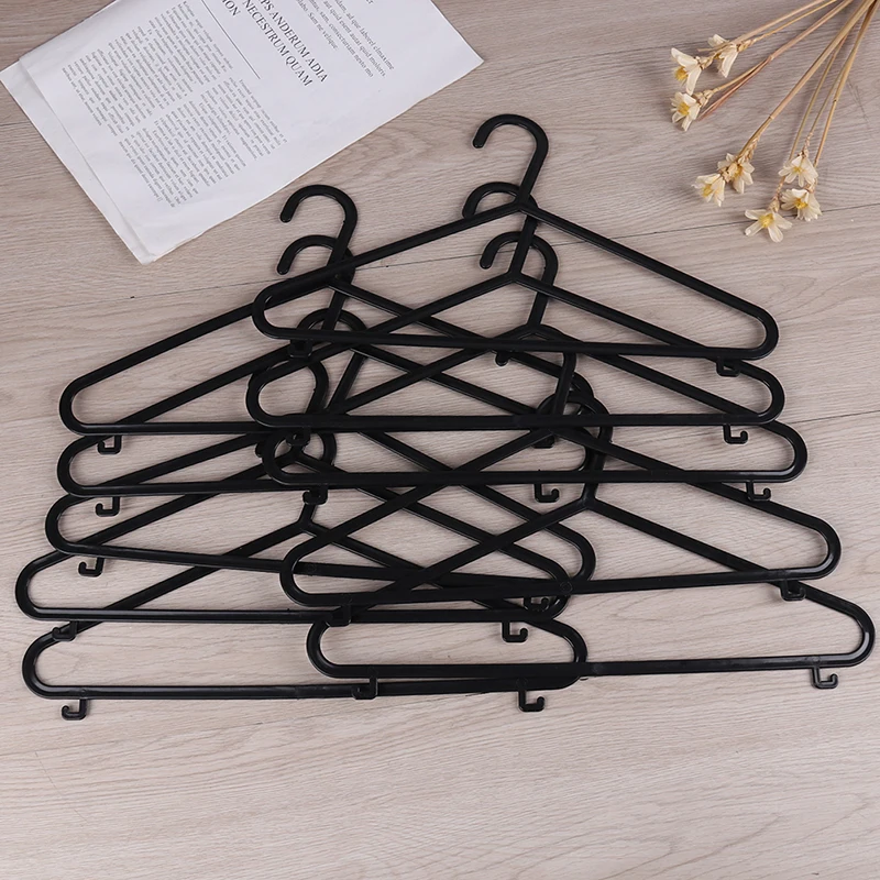 10pcs Adult Clothing Hanger Black Plastic Portable Household Clothes Dress Organizer Non-Slip Outdoor Dry Clothes Hanging Rack