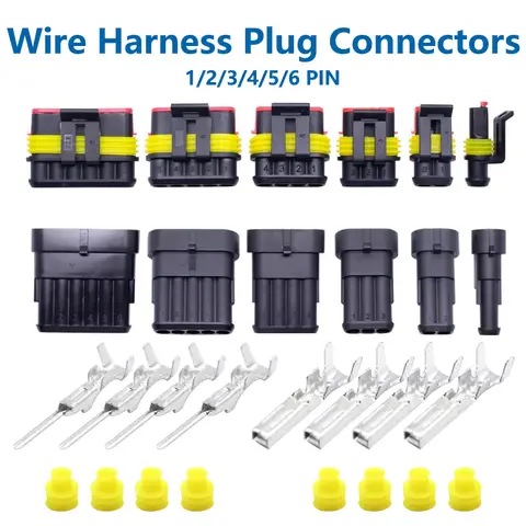 20/50/100Sets 1.5 Series 1/2/3/4/5/6 Pin AMP Automobile Connectors Super Seal Waterproof  Electrical Wire Connector PA66 Nylon