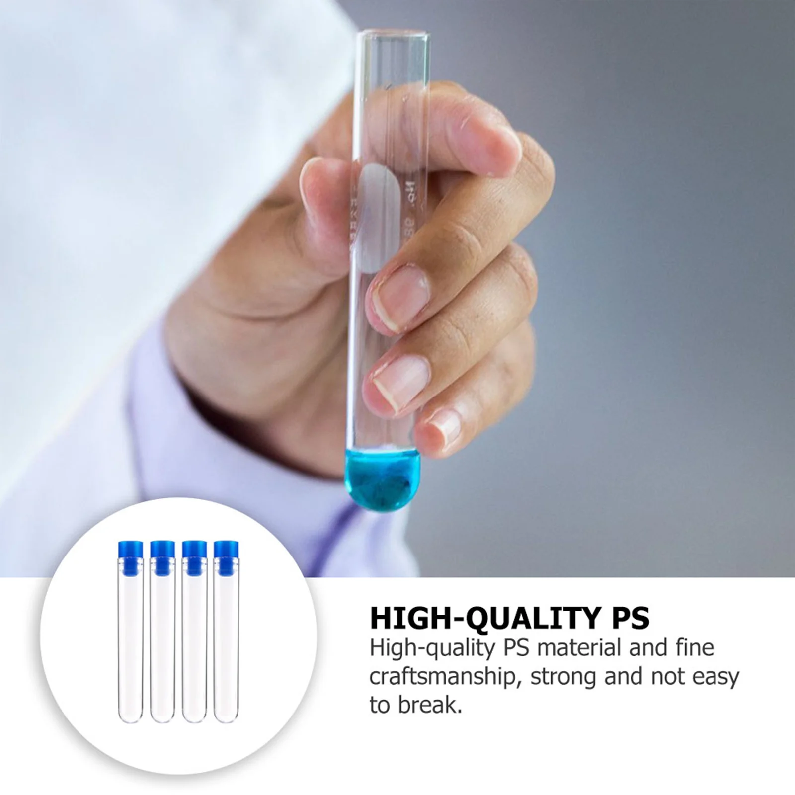50Pcs Disposable Plastic Test Tubes Blue Caps Laboratory Sample Storage Science Experiment Equipment Test Tubes