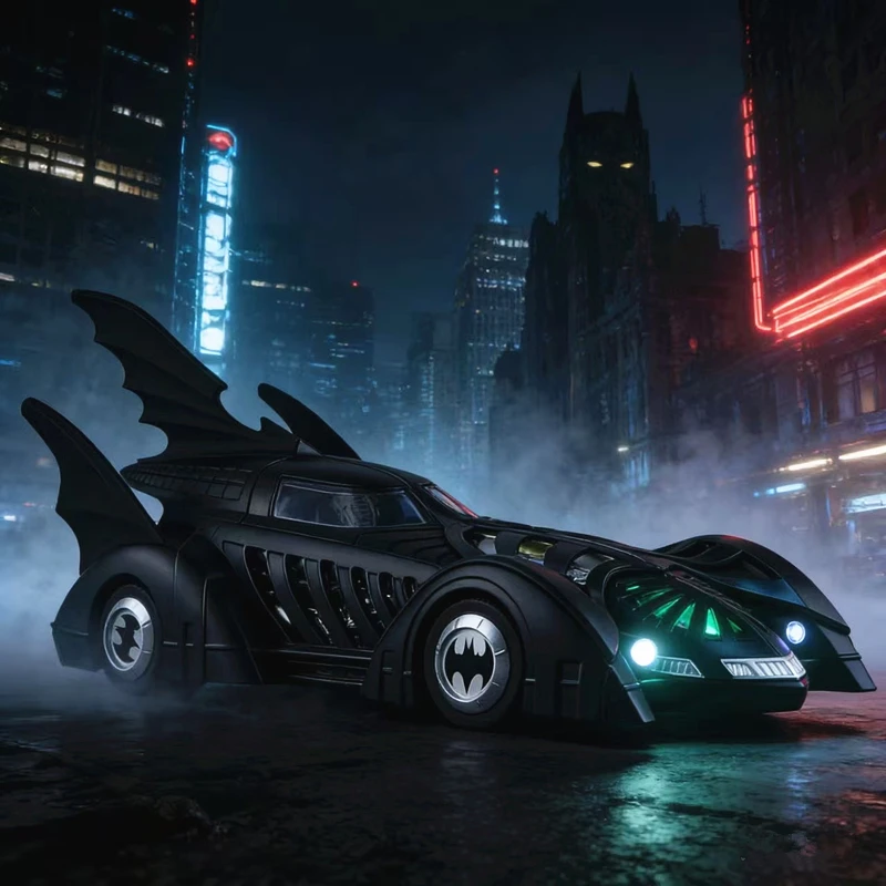 

1/32 1995 Batmobile Classic Movie Car Alloy Concept Bat Sports Car Model Metal Racing Car Vehicle Model Sound Light Kid Toy Gift