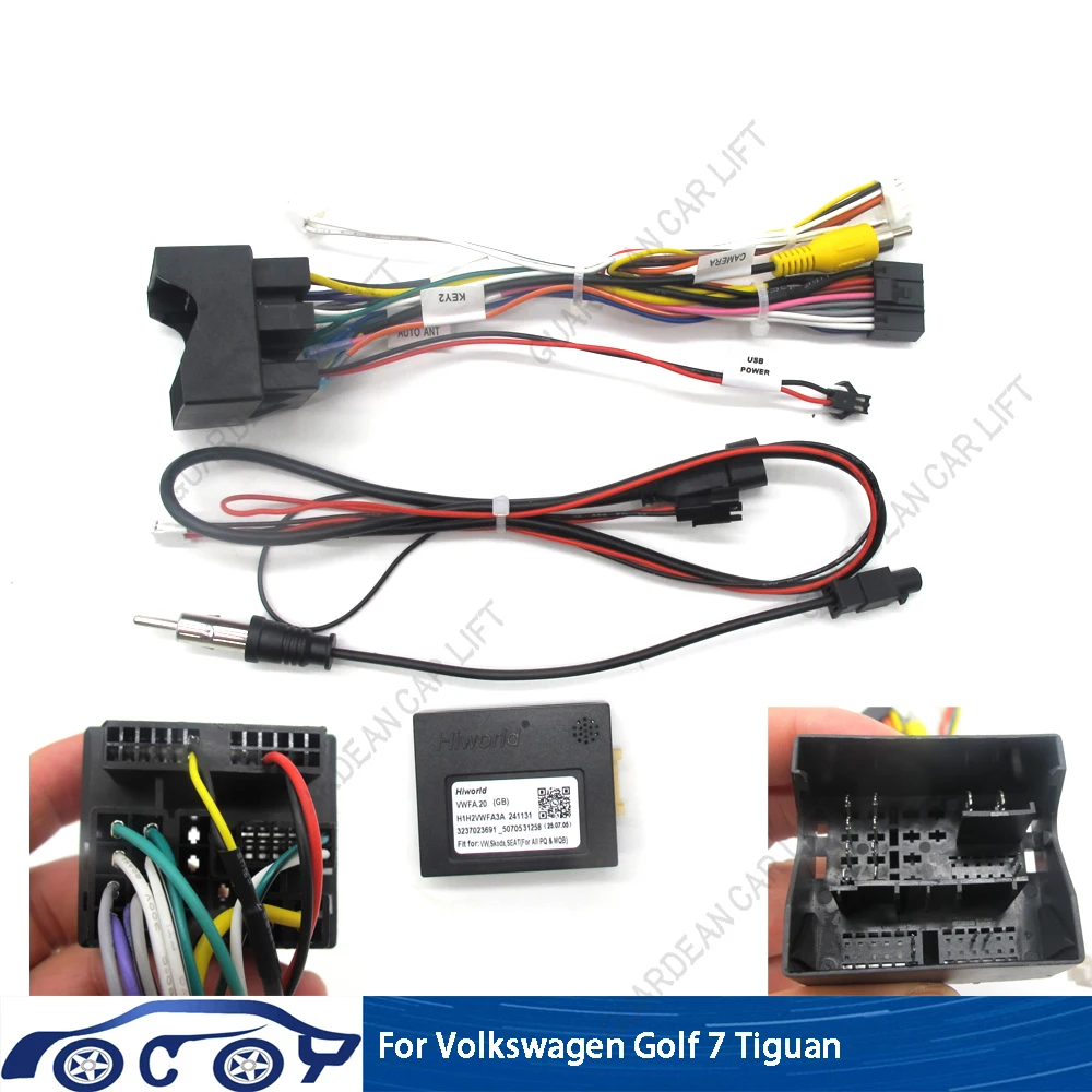 

Car 16pin Wiring Harness Adapter Canbus Box Decoder Android Radio Power Cable For Volkswagen Golf 7 Tiguan Hiworld canbus