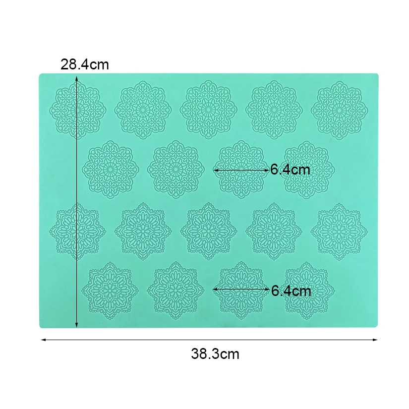 CT-008 Snowflake Flower Rectangle 100% Food-grade Silicone Baking Mat Fondant Cake Decorating Mold Tools