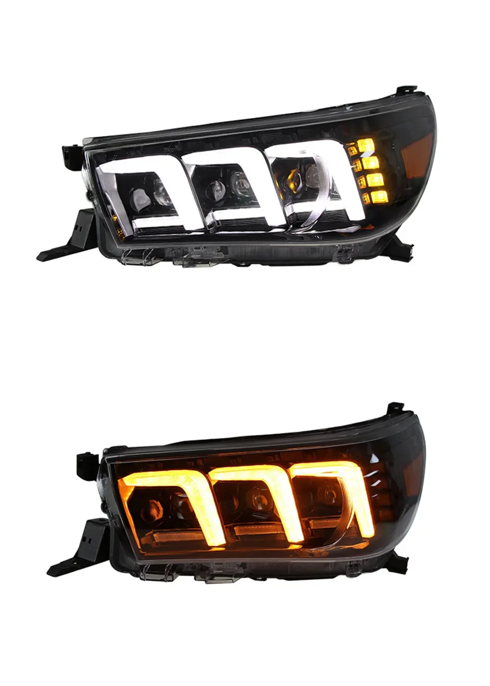 

Car Headlight LED DRL Daytime Running Light Headlamp for Toyota HILUX REVO 15-20 With Yellow Turn Signal Автомобильные лампы