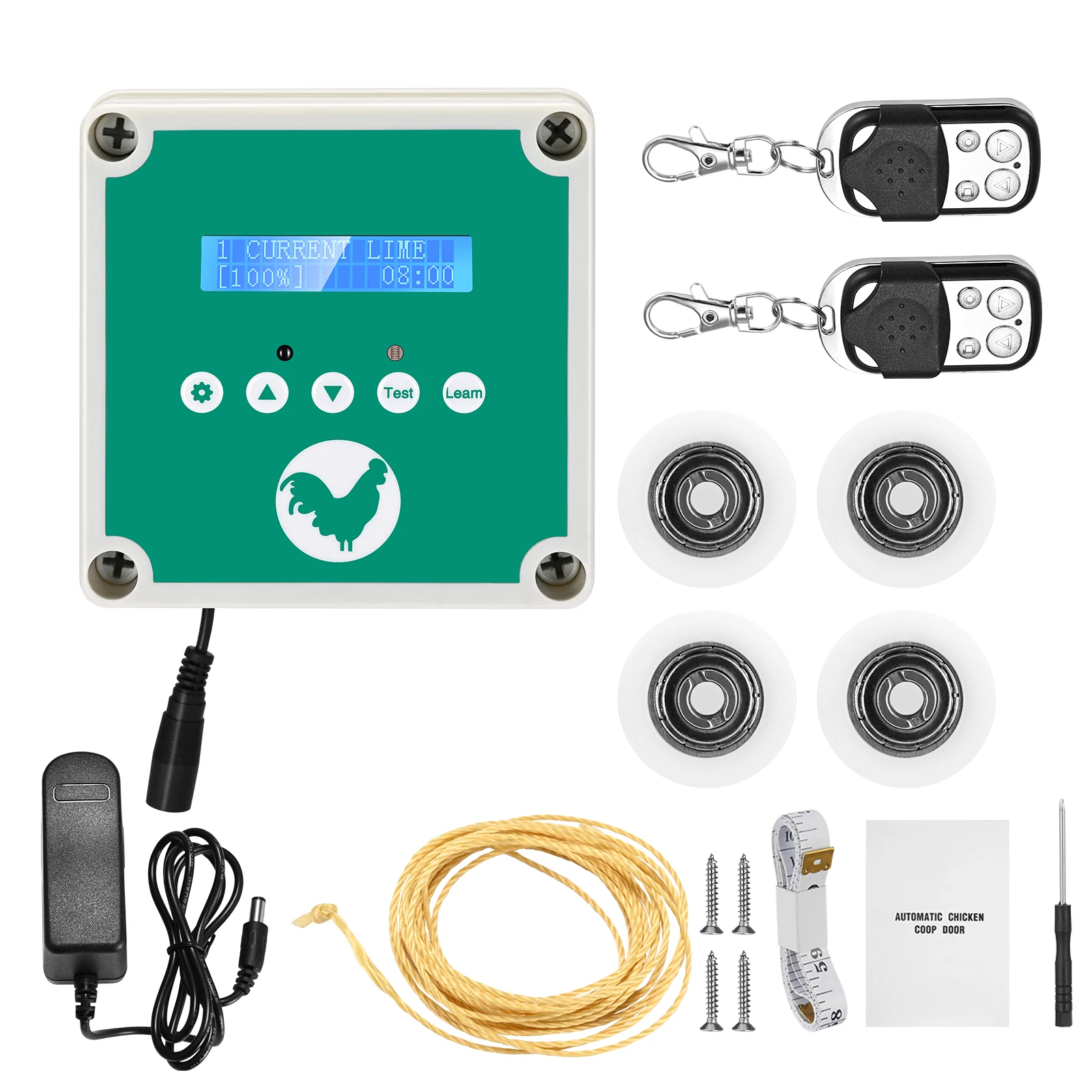 Imagem -04 - Automático Galinheiro Abridor de Porta Controlador Lcd Temporizador Sensor de Luz Bateria Solar Energia Elétrica Aves de Casa Flap 0.8kg