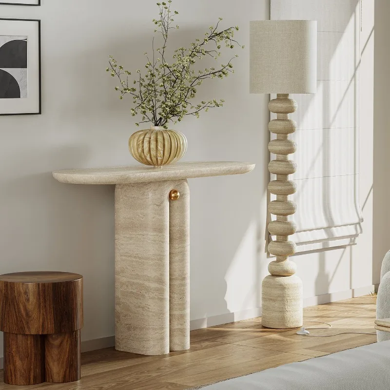 

Natural travertine entrance table entrance door corridor very narrow strip table designer creative end view table