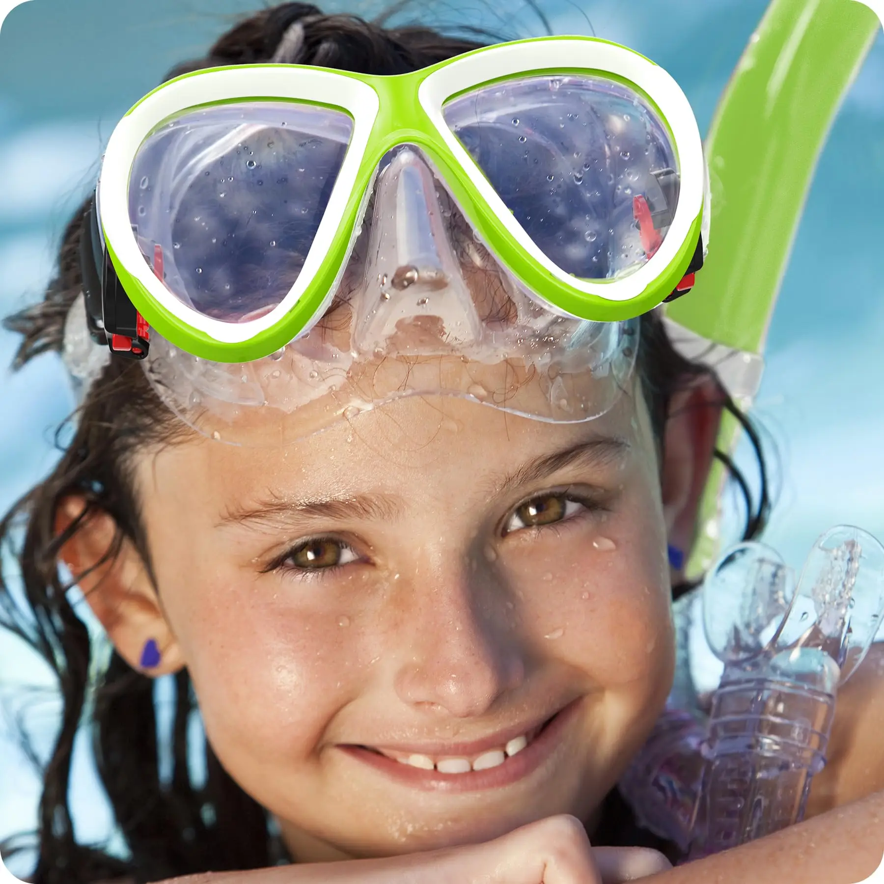 Findway-Gafas de natación a prueba de fugas para niños y niñas, máscara de buceo antiultravioleta con cubierta nasal, vista amplia de 180 °, 4-14