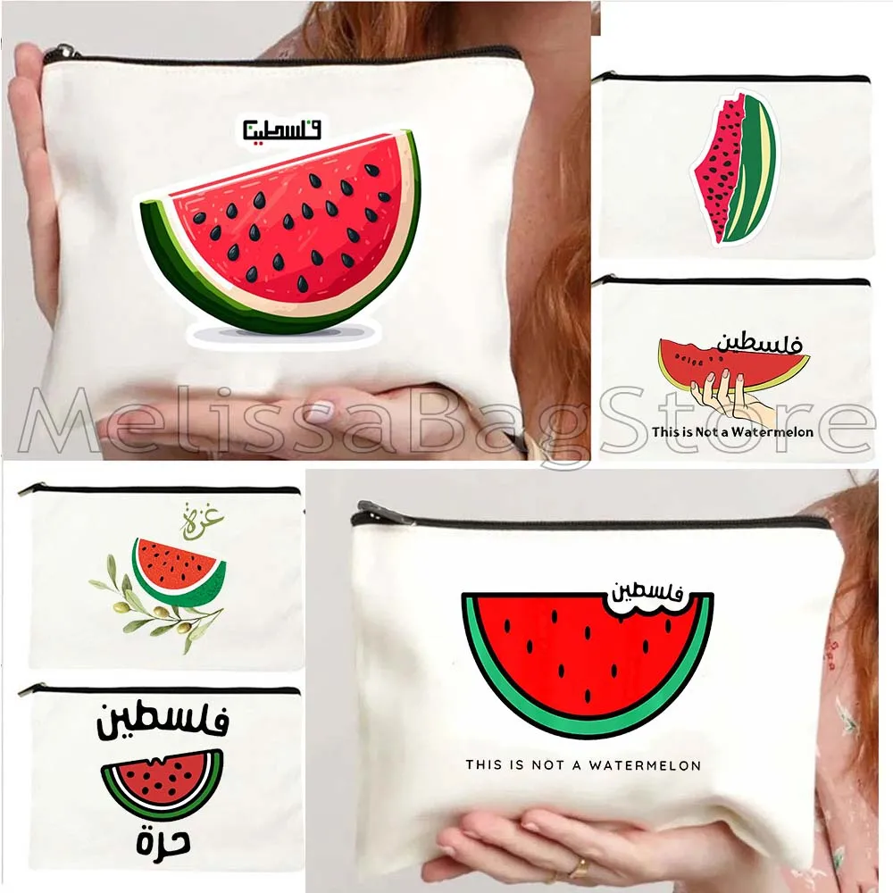 

Cute This Is Not A Watermelon Art Colorful Arabic Calligraphy Cute Gifts Fashion Canvas Storage Cosmetic Bag Makeup Case Pouch