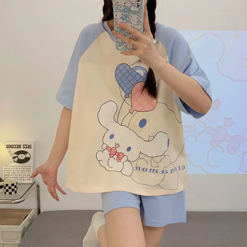 Two Piece Women's Pajamas Summer 2024 New Summer Set Thin Spring And Autumn Oversized Home Clothing