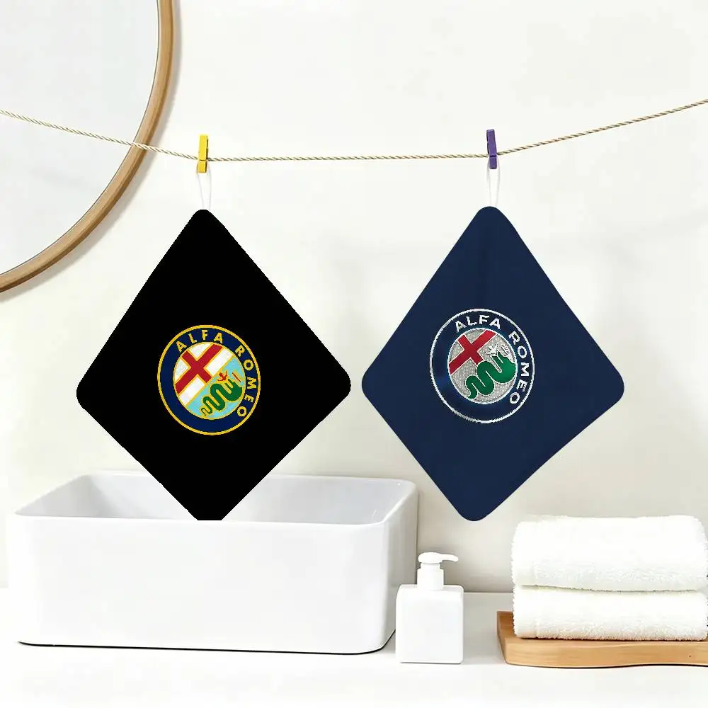 Car Brand A-Alfa R-Romeo Polyester Cotton Hanging Kitchen Towel, Soft Hand Wiping Towel, Reusable for Kitchen Bathroom Home