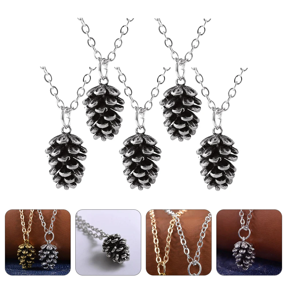 

5Pcs Pine Cone Necklace High Quality Festive Jewelry with Unique Design Ideal for Special Occasions Stylish Female Gift