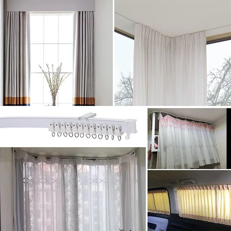 1-6M Flexible Bendable Curtain Track Bedrooms Balconies Bathrooms Room Divider Ceiling Silent Track Home Window Decor Accessorie