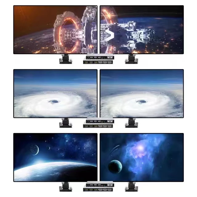 HDMI DisplayPort 4K KVM 2 en 2, controles de conmutador de Monitor Dual, 2 ordenadores, 2 monitores, pantalla de entrada Dual, No requiere controlador