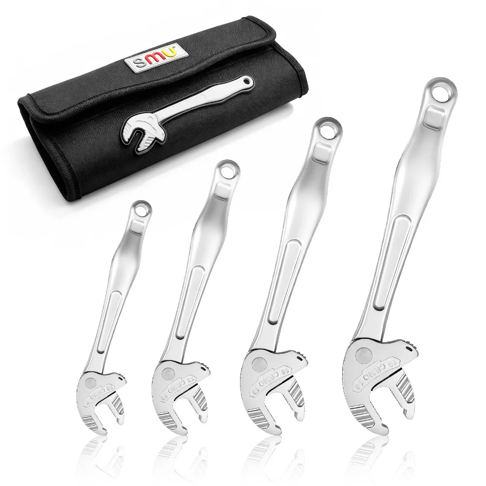 4pcs-crab-claw-wrench-set-7-19mm-heavy-duty-industrial-self-adjusting-wide-jaw-ratchet-wrench-for-automotive-pipe-repair