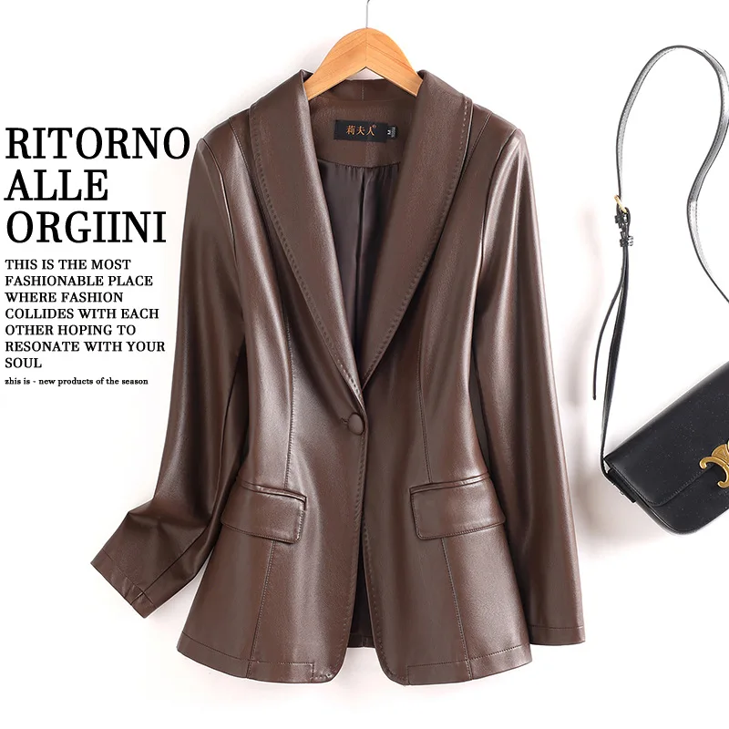 Streetwear en cuir Blazer manteau femmes PU costume veste en cuir de haute qualité femme printemps automne blazers occasionnels vêtements d'extérieur de bureau