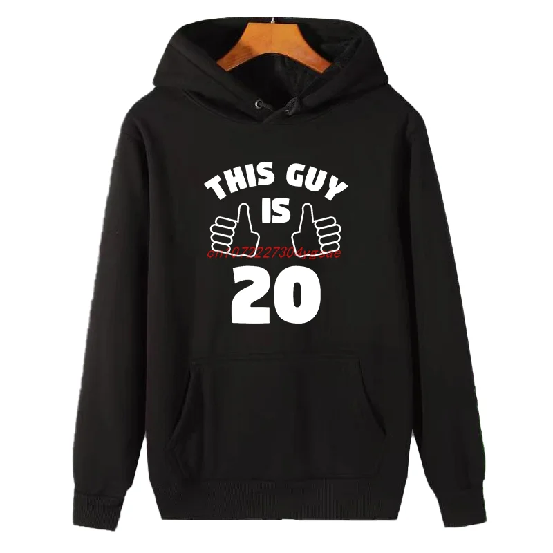Este chico es 20 años camisa 20 cumpleaños regalo gráfico sudaderas con capucha invierno Sudadera con capucha suéter grueso Sudadera con capucha