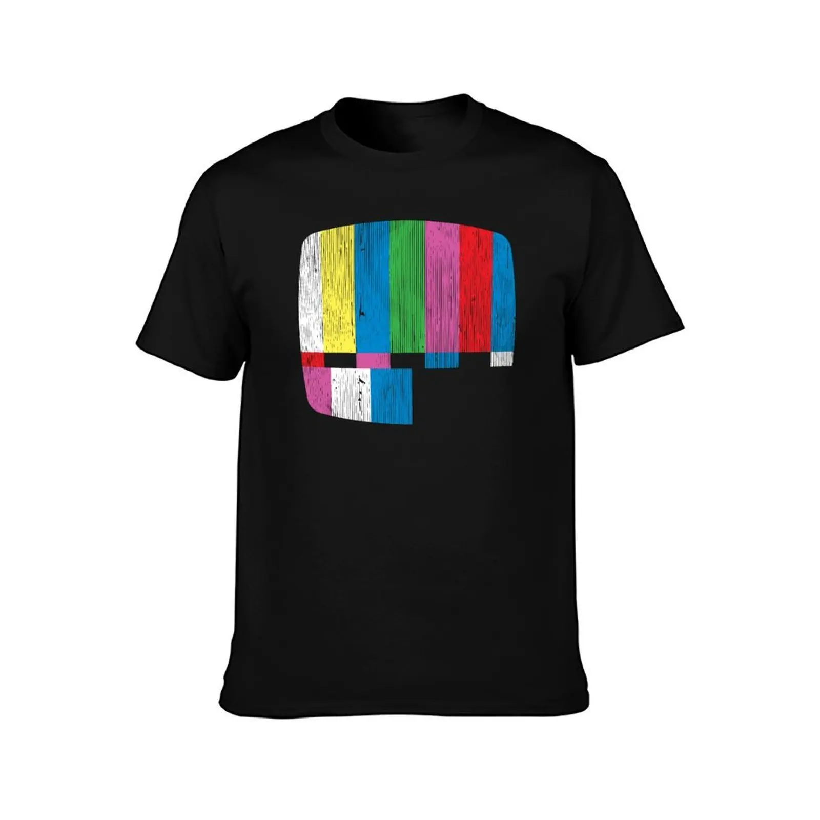 Test Pattern T-Shirt, Summer Casual Cotton Tee, Oversized Streetwear Tops, Vintage Graphic Print, Loose Fit Short Sleeve