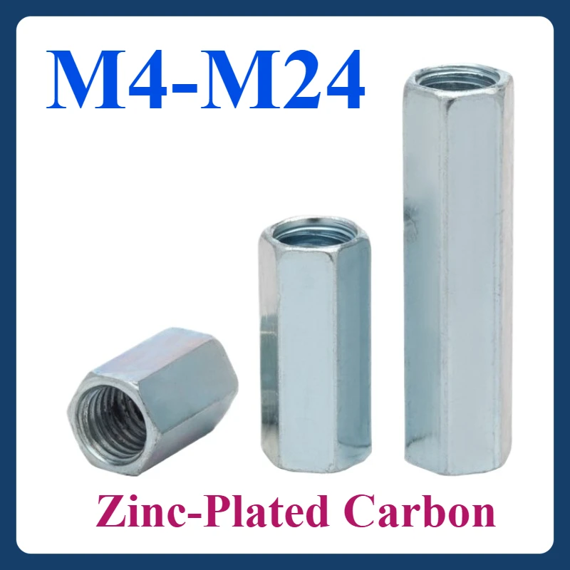 

M4 M5 M6 M8 M10 M12 M14 M16 M18 M20 M22 M24 Galvanized Hex Rod Coupling Nuts Connection Thread Nut Galvanized Long Hex Nut