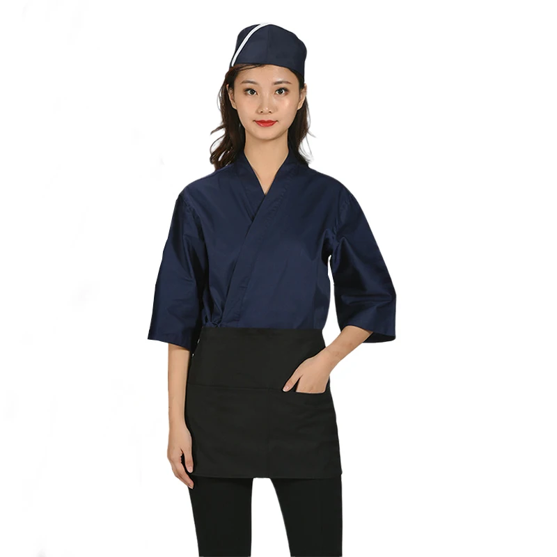 Men Women Restaurant Sushi Chef Work Uniform Food Service Japanese Style Kitchen Cook Jackets Yukata Coat Tops