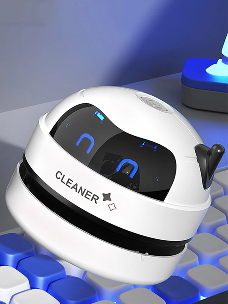 Desk Table Dust Vacuum USB Rechargeable Handheld Vacuum Cleaner with Detachable Nozzle Pet Hair Pencil Crumbs Cleaning Tool