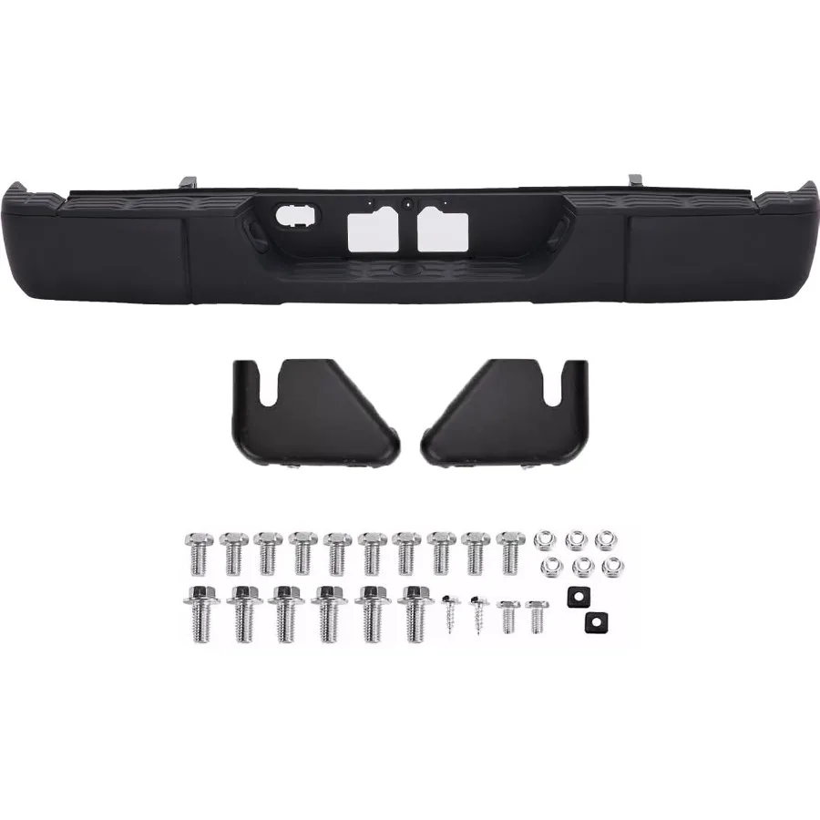 مجموعة المصد الخلفي من الفولاذ لسيارة تويوتا تندرا 20142021 الجيل الثاني تجميل بدون فتحات مستشعر الحديقة استبدال المصد الخلفي الأسود