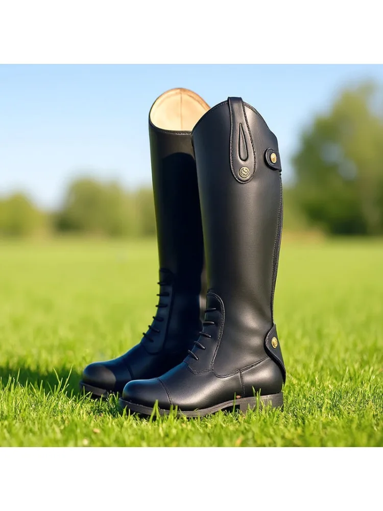 Bottes d'équitation antidérapantes en cuir, équipement d'équitation, bottes longues, équipement d'équitation, chaussures ultra résistantes pour cavalier