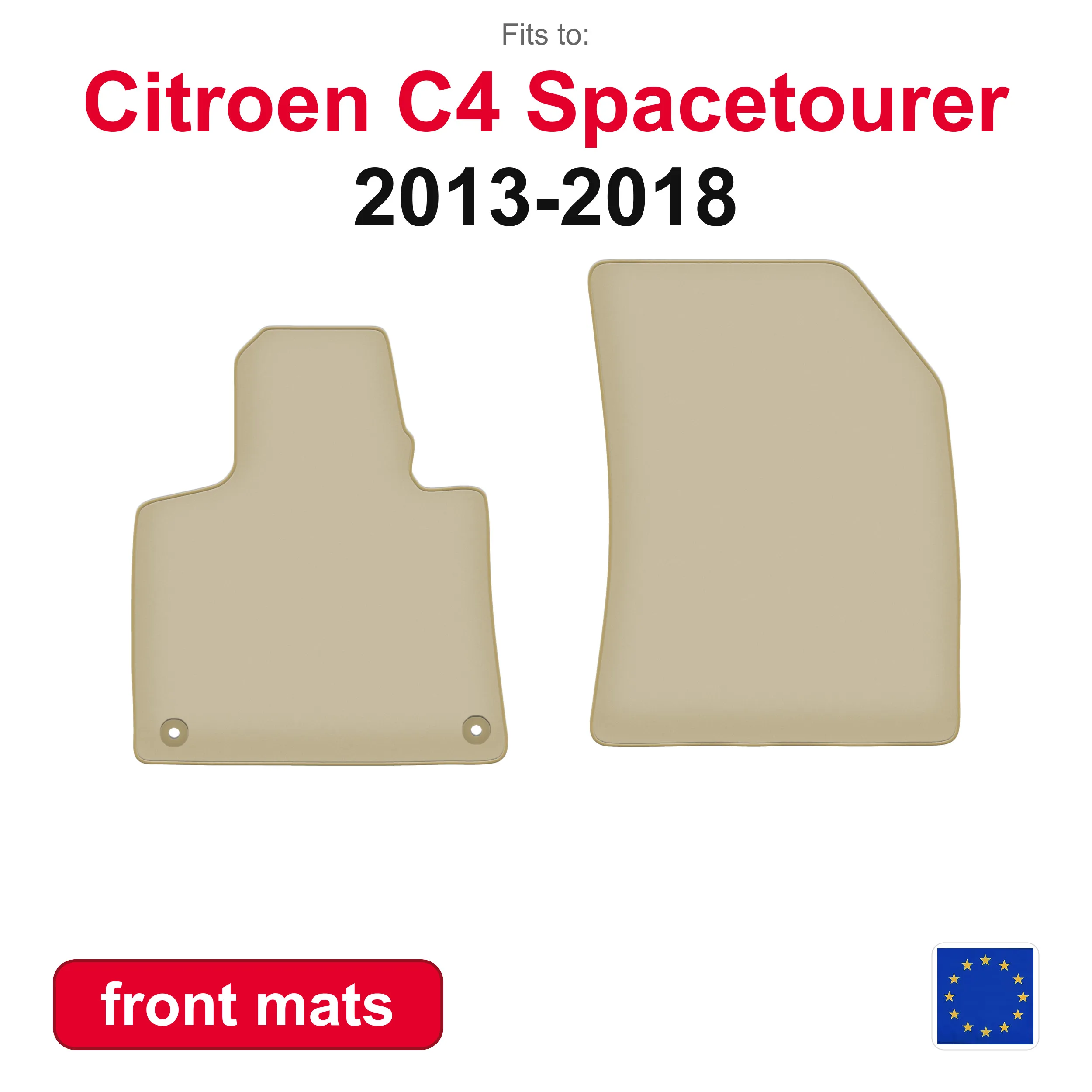 PREMIUM-Autofußmatten für den vorderen Boden für den Minivan Citroen C4 Spacetourer (2013–2018) – beige, 2-teiliges passgenaues Autofußmatten-Set für den vorderen Boden