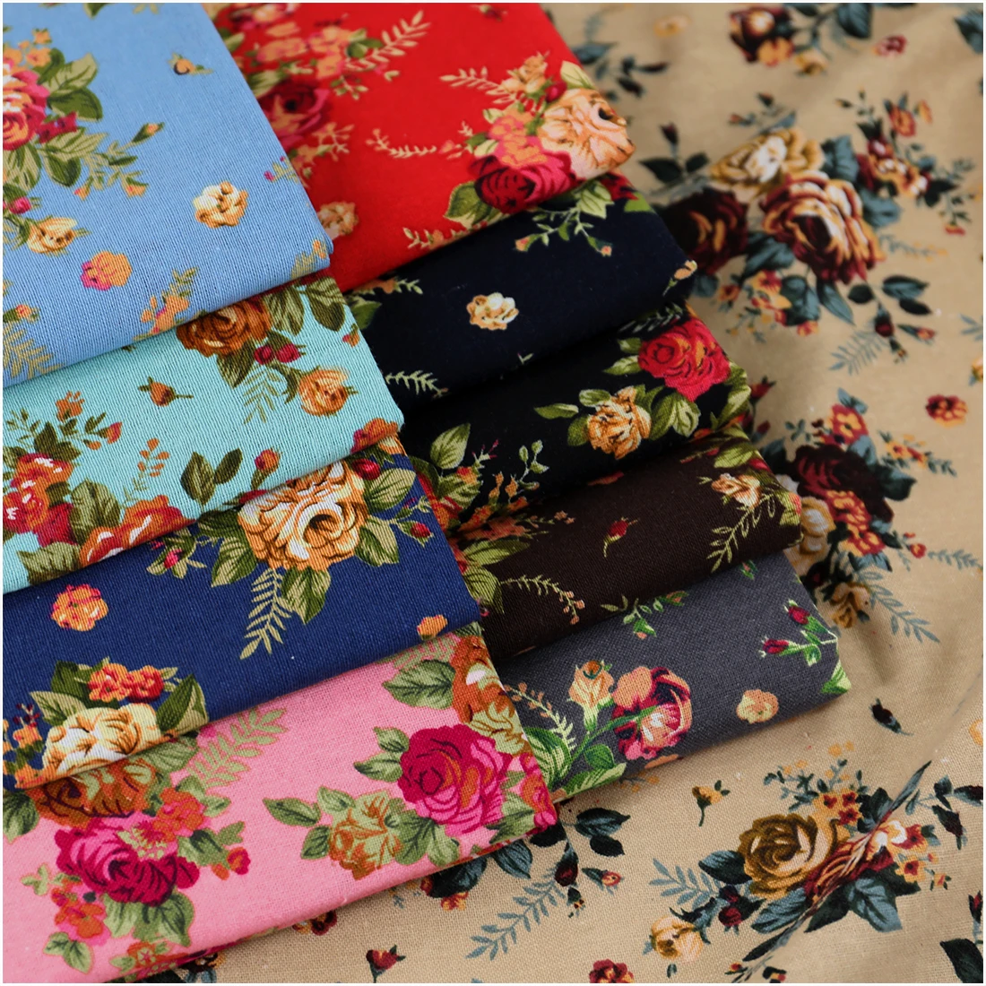 Retro Floral 100% Cotton Printed Fabric For Sewing Appareal Tablecloth Decoration Pastoral Coton Cloth