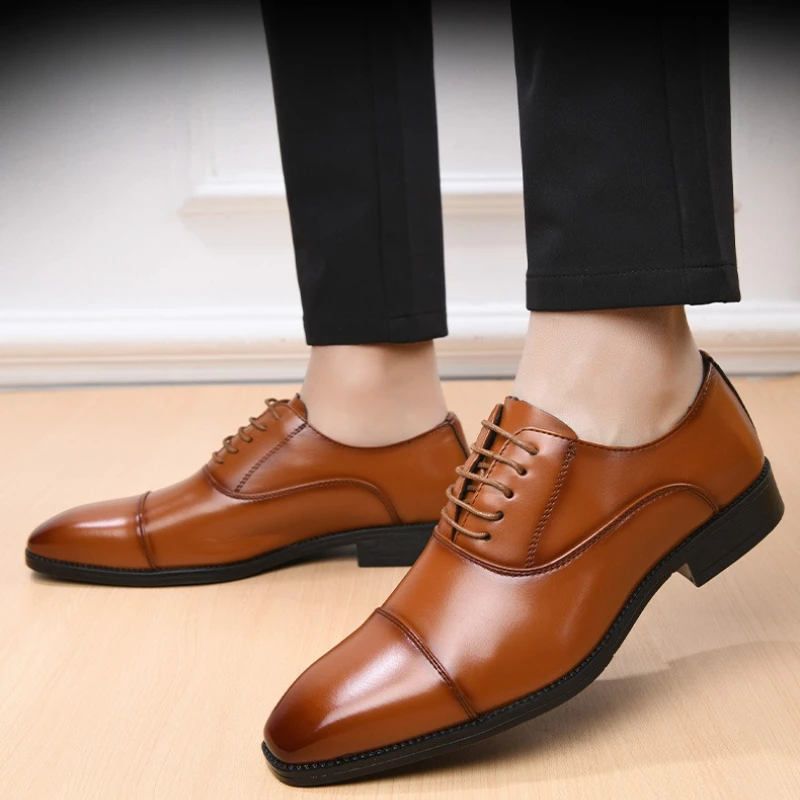 Genuine Leather Mens Dress Shoes Black Formal Social Shoe Male Business Wedding Derby for Man Luxury Italian Oxford Loafers 2026