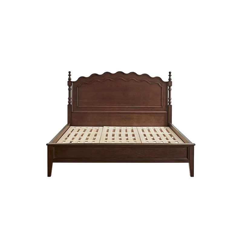 

Retro solid wood bed French retro double bed simple wedding bed bedroom furniture