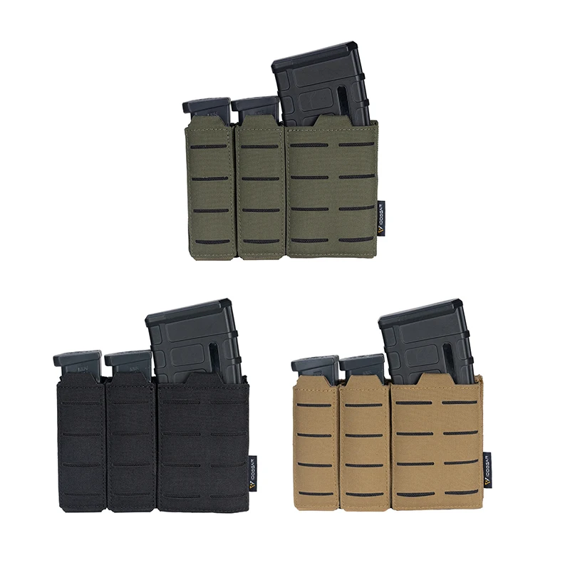 IDOGEAR Tactical Triple Mag Pouch Mag Carrier 9mm 5.56 Molle Pouch Laser Cut MC 3586