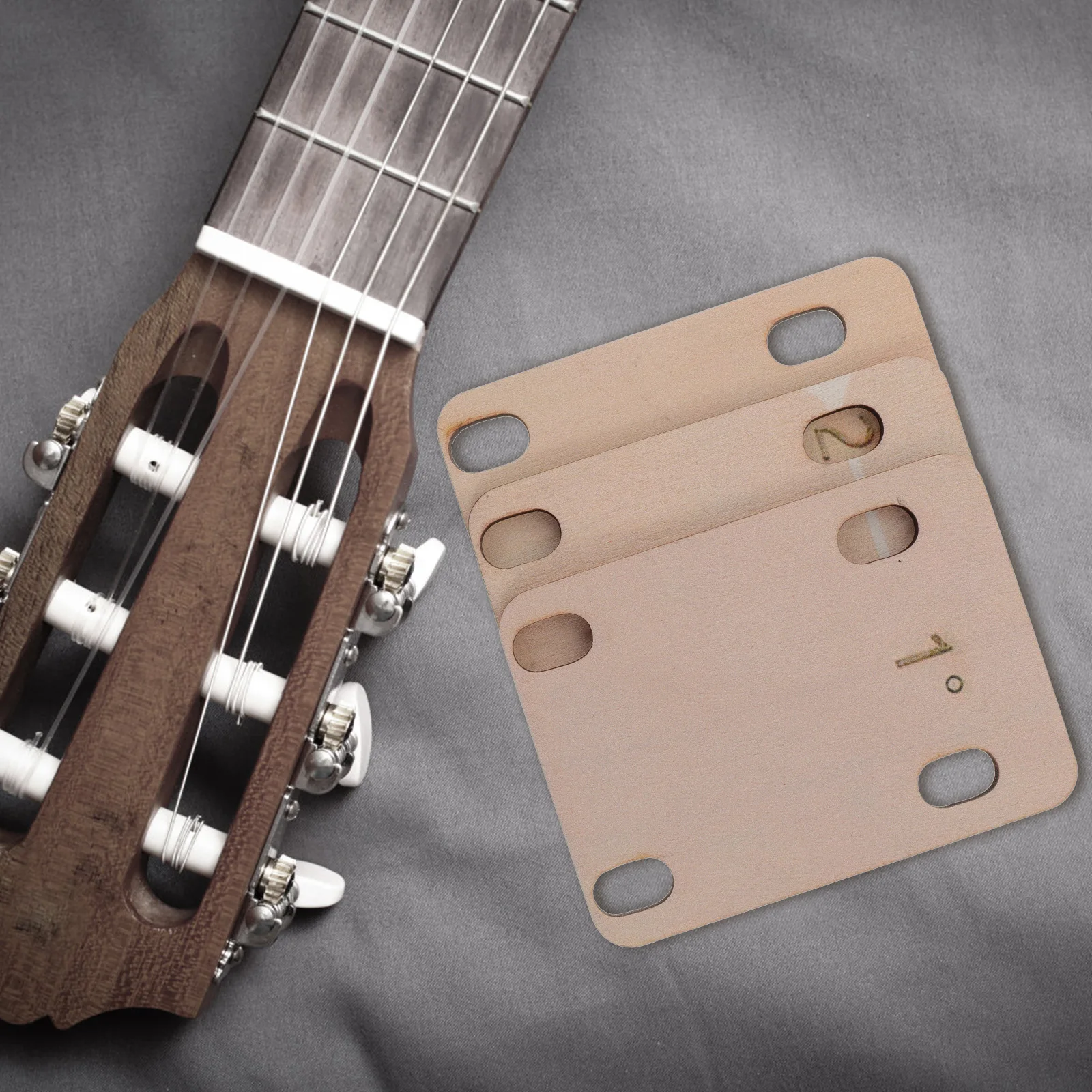 

3Pcs Guitar Neck Shims Wooden Heightening Gaskets Neck Bottom Adjusting Pads Durable Replacement for Guitar Accessories