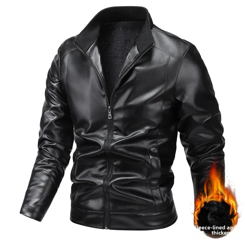 

Мужская кожаная куртка-пилот Sli Fce Lined Thi для байкеров, осенне-зимняя, модная, городская, с длинными рукавами, стандартного кроя, однотонная