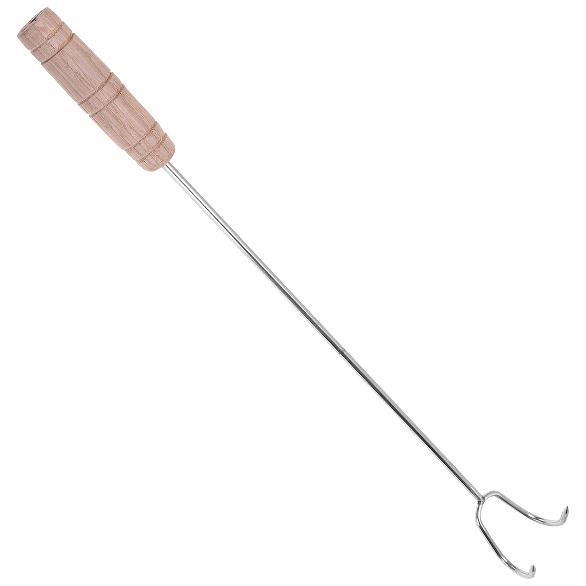 

Stainless Steel Double Hook Roasting Food Flipper BBQ Forks Wood H Meat Turner Skewer Grilling Camping Party Tools