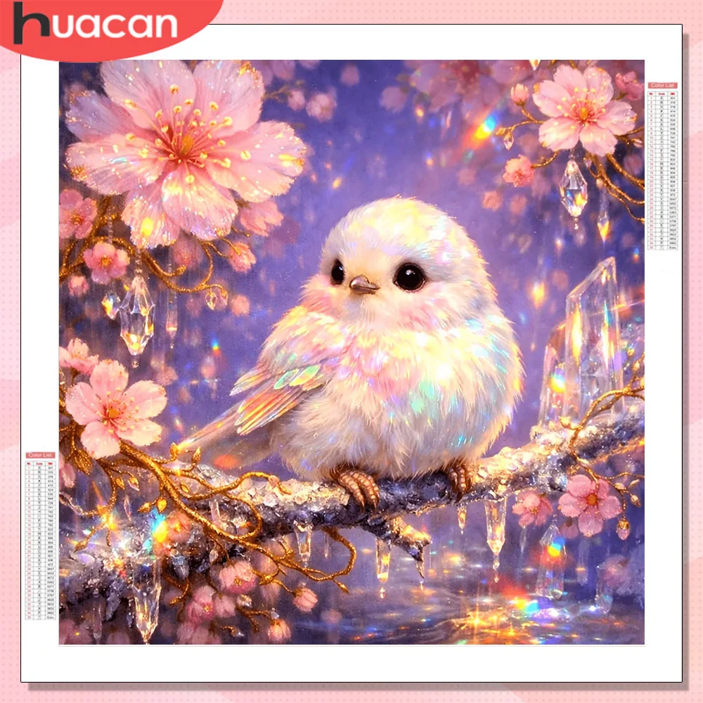 HUACAN Diamant-Mosaik Vogel Tier Vollbesatz Handarbeit DIY Diamantmalerei Blume Vollbesatz Heimdekoration Einzigartiges Geschenk