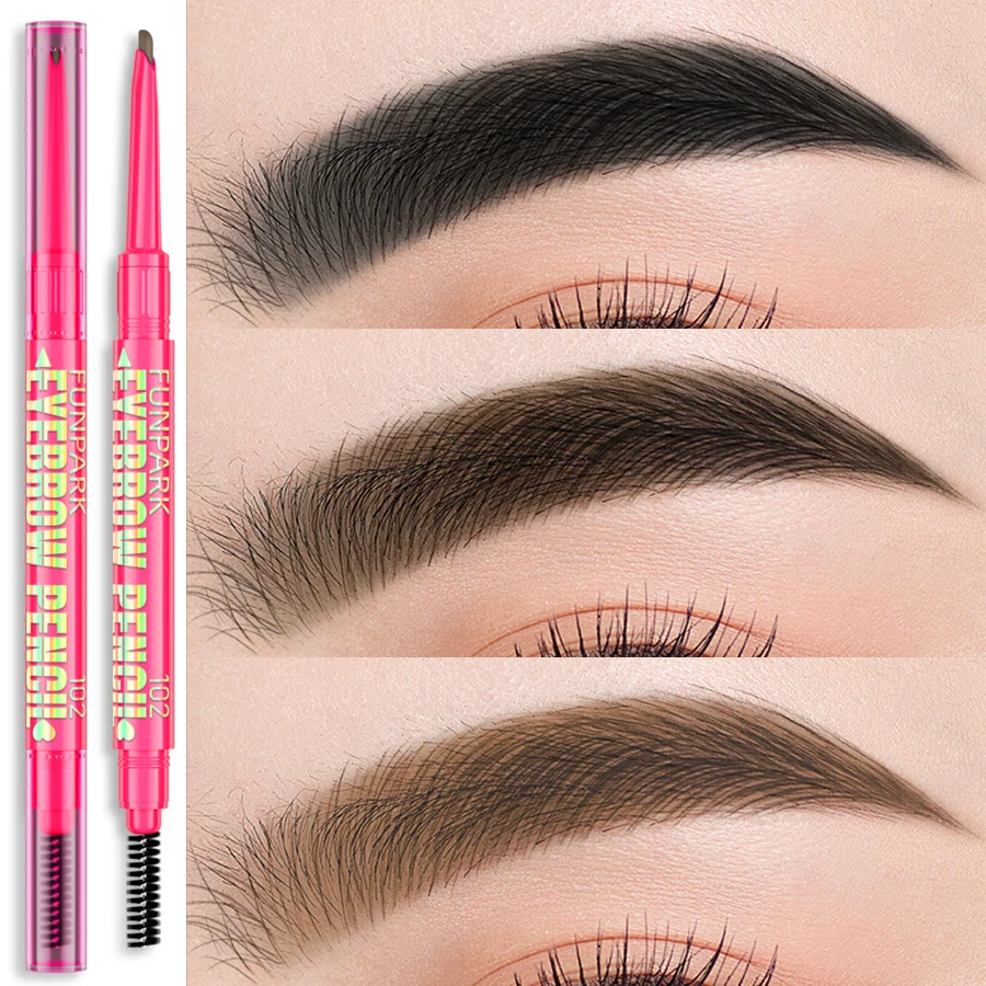 5 色ブラシ付きダブルヘッドアイブロウペンシル 1PC 防水スムーズアイブロウスティック汗防止目韓国メイクギフト化粧品