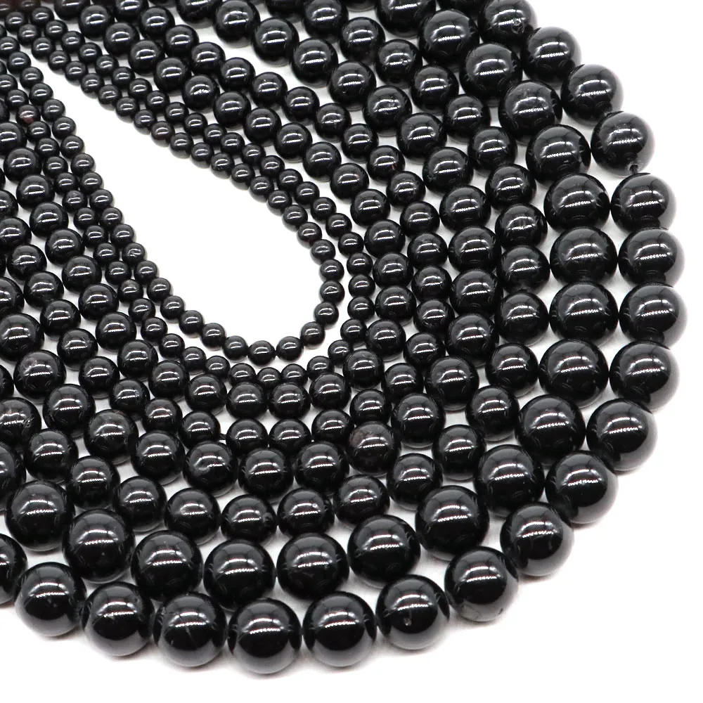 

4/6/8/10mm Black Tourmaline Beads Natural Stone Healing Crystal Round Loose Spacer Gemstone Bead for Jewelry Making DIY Bracelet