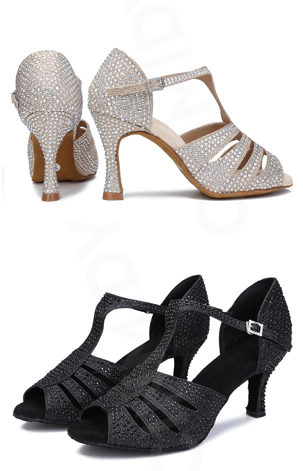 CINMIDY Damen Latein Tanzschuhe Party-Sandalen Ballsaal Tanzschuhe Salsa Tango Auftrittsschuhe Rote Hochzeitsschuhe – Detail 10