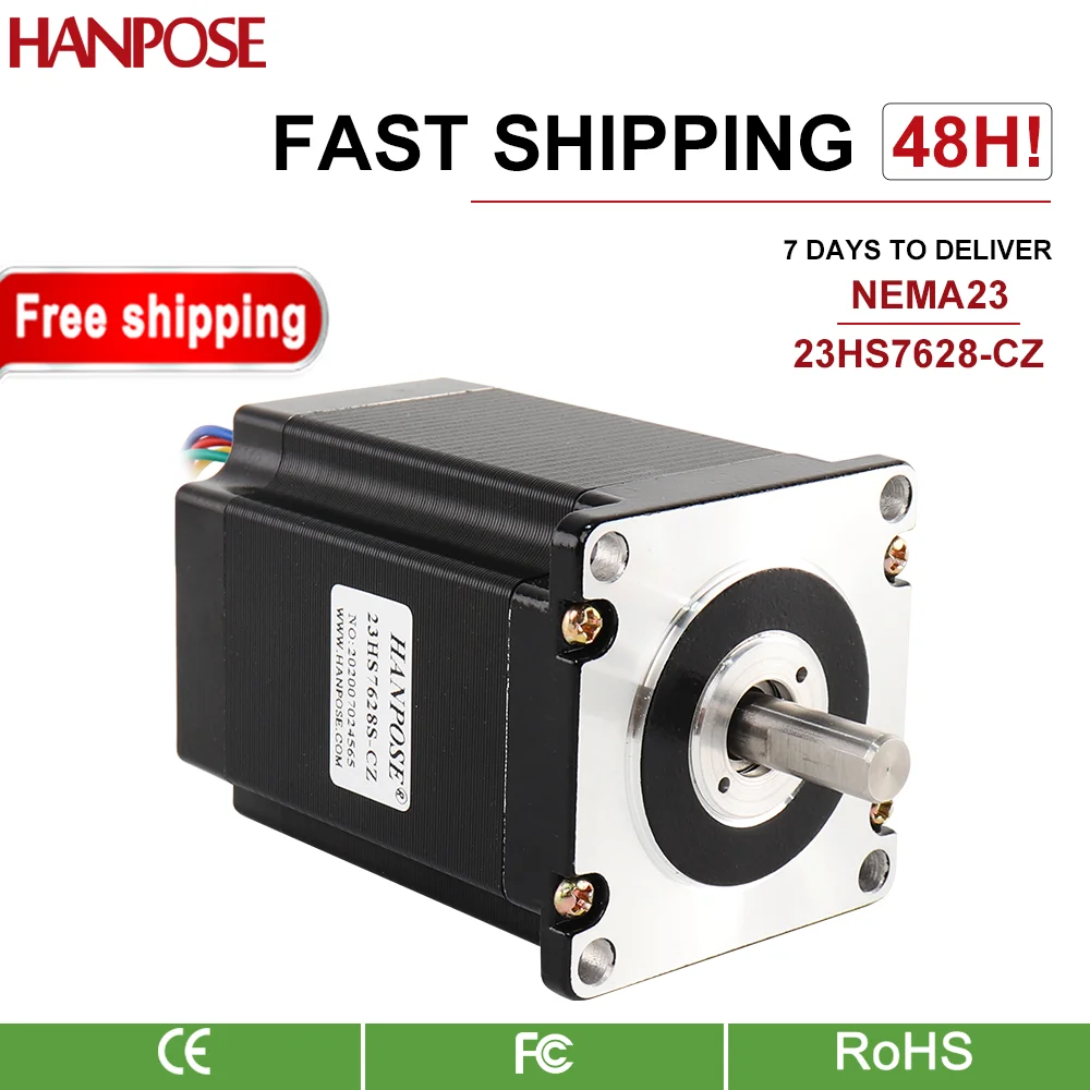

HANPOSE 2,8a 189N. См 4-выводной 76 мм 57HS76-CZ 8 мм, нижний выход мотора с магнитным отверстием для фрезерного станка с ЧПУ, шаговый двигатель Nema 23
