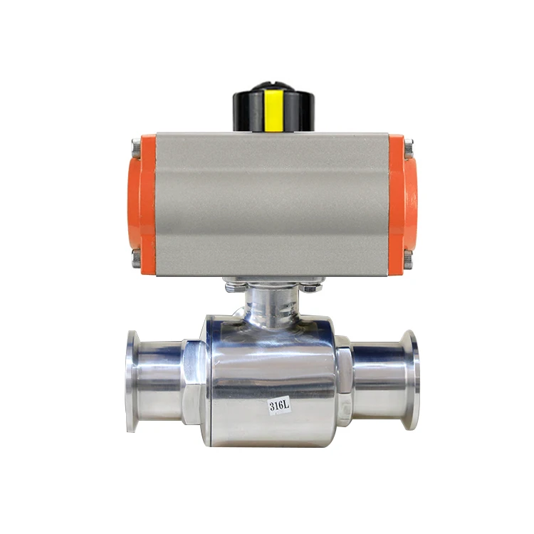 3 Way SS316 L/T Type double-acting Pneumatic Actuator for Water Gas Pneumatic Sanitary  Ball Valve